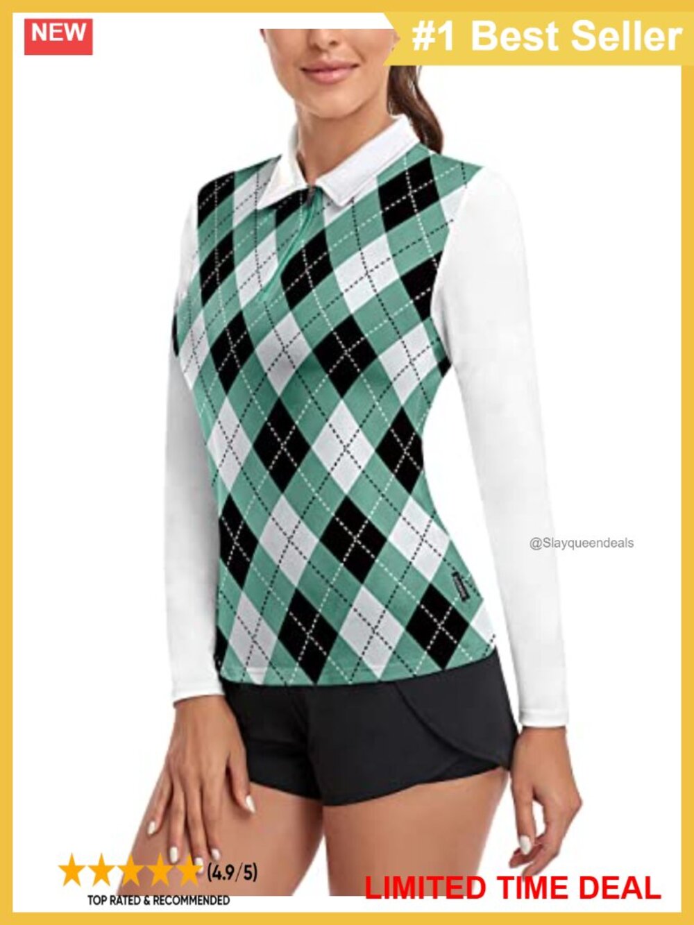 Women's Long Sleeve Golf Polo Shirt Moisture Wicking Half Zip Pullover